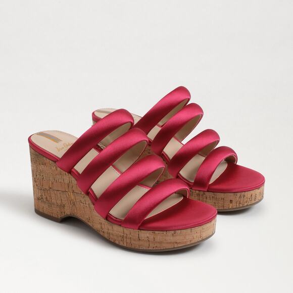 New Sam Edelman Yuki Sandal in Fuchsia Satin Women's Size 10.5 - Picture 1 of 8